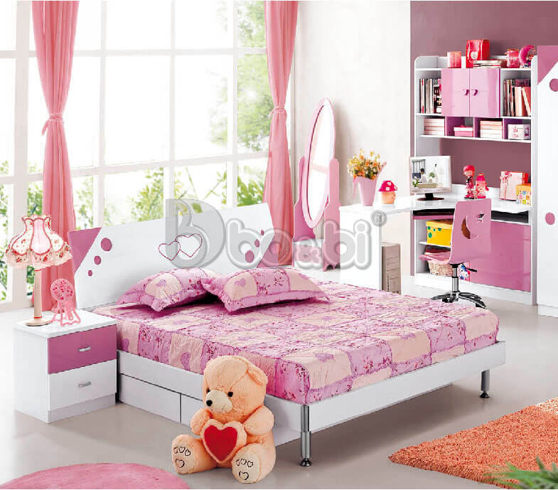 Bộ phòng ngủ màu hồng nhập khẩu BB KBY916-2